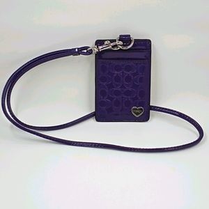 NWT Purple Coach Id Landyard Card Holder /case